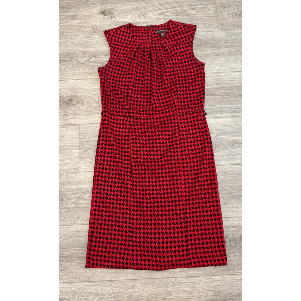 Dana Buchman Women's Red & Black Houndstooth Sleeveless Midi Dress‎ 8 Corpcore